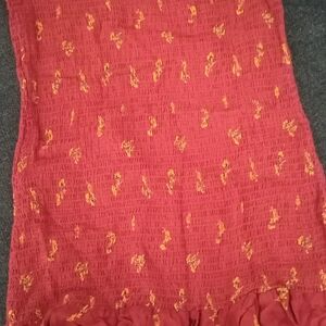 Tilly's Red and Gold Smocked Dress